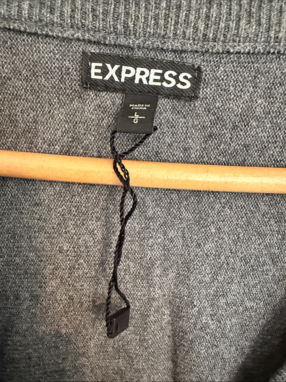 Express Charcoal V-Neck Empire Waist Knit Sweater Dress - L - Picture 2 of 5